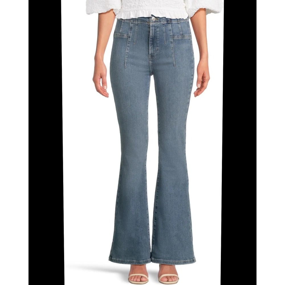 Free People We The Free High Waisted Jayde Flare Blue Jeans Boho Hippie Vibes 32